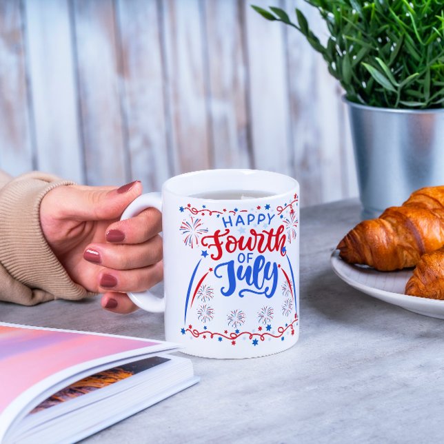 Glückwunsch 4. Juli rot blau und weiß Tasse (Von Creator hochgeladen)