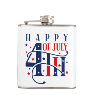 Glückwunsch 4. Juli Rot Weiß und Blau Flachmann