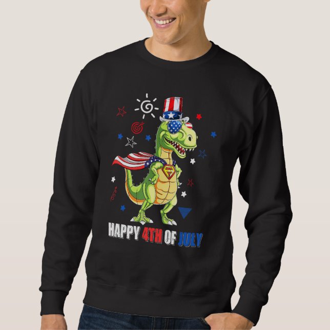 Glückwunsch 4. Juli T Rex Patriotic Kleinkind Boys Sweatshirt (Vorderseite)