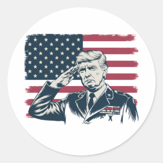 Glückwunsch 4. Juli Trumps amerikanische Flagge Runder Aufkleber