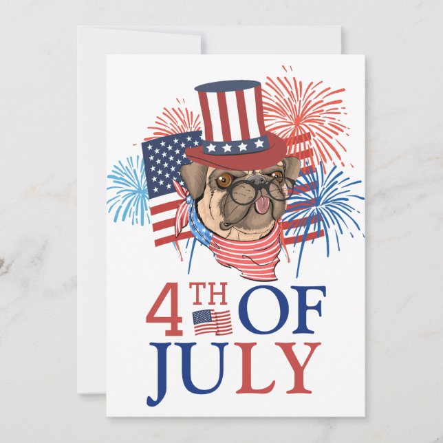Glückwunsch 4. Juli Unabhängigkeitstag Amerika Par Karte (Vorderseite)