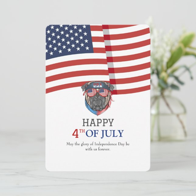 Glückwunsch 4. Juli Unabhängigkeitstag Amerikanisc Karte (Stehend Vorderseite)