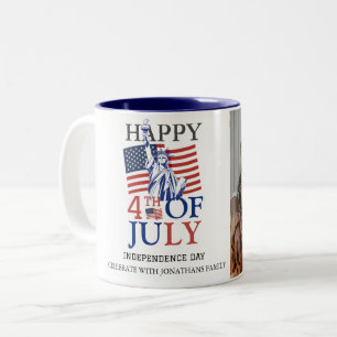 Glückwunsch 4. Juli Unabhängigkeitstag Foto Zweifarbige Tasse