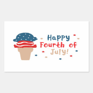 Glückwunsch 4. Juli US Flagge Eis Rechteckiger Aufkleber