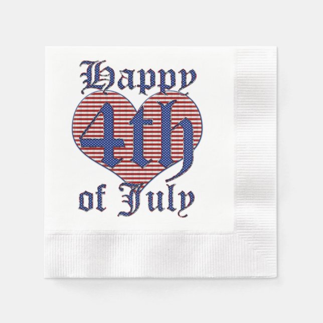 Glückwunsch 4. Juli US Flagge Typografie Nickerche Serviette (Vorderseite)