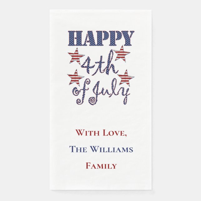 Glückwunsch 4. Juli US Flagge Typografie Serviette (Vorderseite)