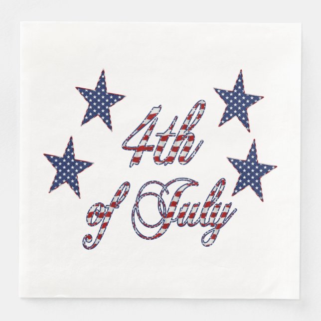 Glückwunsch 4. Juli US Flagge Typografie Serviette (Vorderseite)