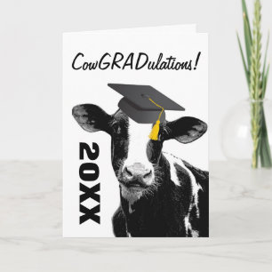 Glückwunsch Abschluss Funny Cow in Cap Karte