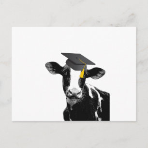 Glückwunsch Abschluss Funny Cow in Cap Postkarte