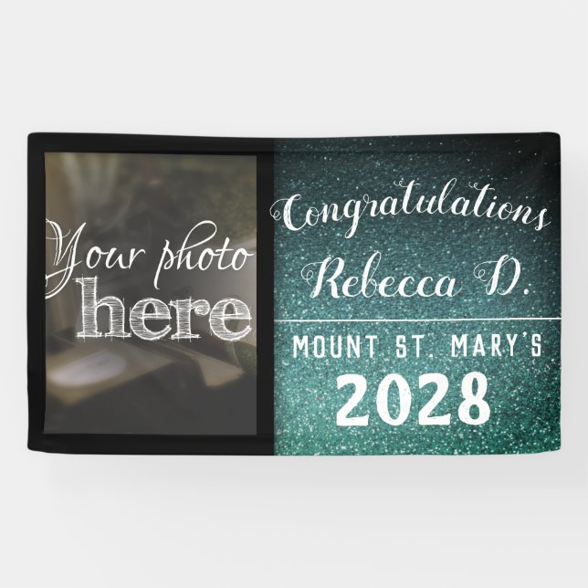 Glückwunsch Abschluss Glitzer Elegante Moderne Sch Banner (Horizontal)