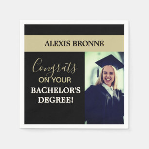 Glückwunsch Absolvent! Bachelor-Abschluss Foto Serviette