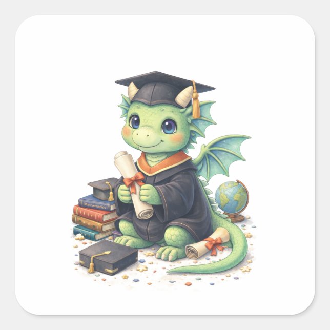 Glückwunsch Absolvent Drache Aufkleber (Vorderseite)