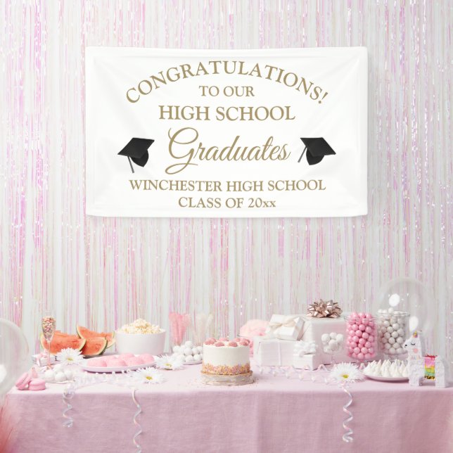 Glückwunsch Absolventen Gold Custom Abschluss Banner (Party)