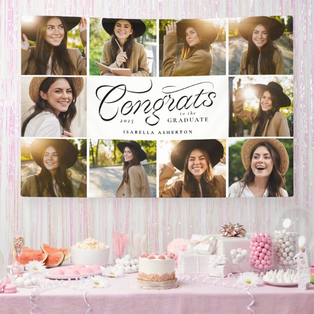 Glückwunsch absolvieren 10 Foto trendy Abschlussfe Banner (Party)