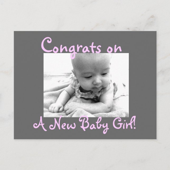 Glückwunsch auf, Ein neues Baby Girl! Ankündigungspostkarte (Vorderseite)