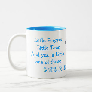 Glückwunsch auf neuem Babyjungen Zweifarbige Tasse