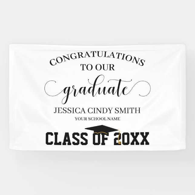Glückwunsch Black Graduate Graduate Party Banner (Horizontal)