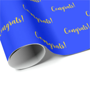 Glückwunsch! Blaues gelbes Elegant-Event-Wrapping- Geschenkpapier