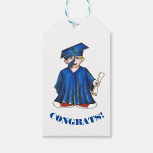 GLÜCKWUNSCH! Blue Abschluss Boy Cap Gown Diploma Geschenkanhänger