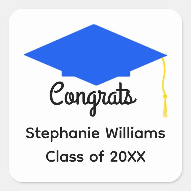 Glückwunsch Blue Graduation Cap Stickers (Vorderseite)