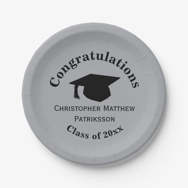 Glückwunsch, Class 20xx Abschluss, Silver Pappteller (Vorderseite)