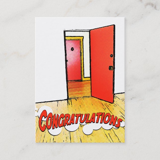 Glückwunsch-Comictür Visitenkarte (Vorderseite)