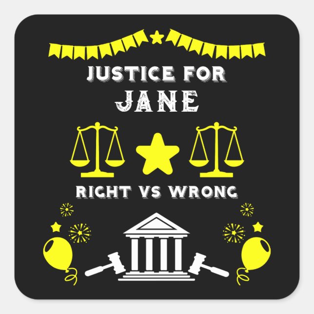 Glückwunsch Court Verdict Quadratischer Aufkleber (Vorderseite)