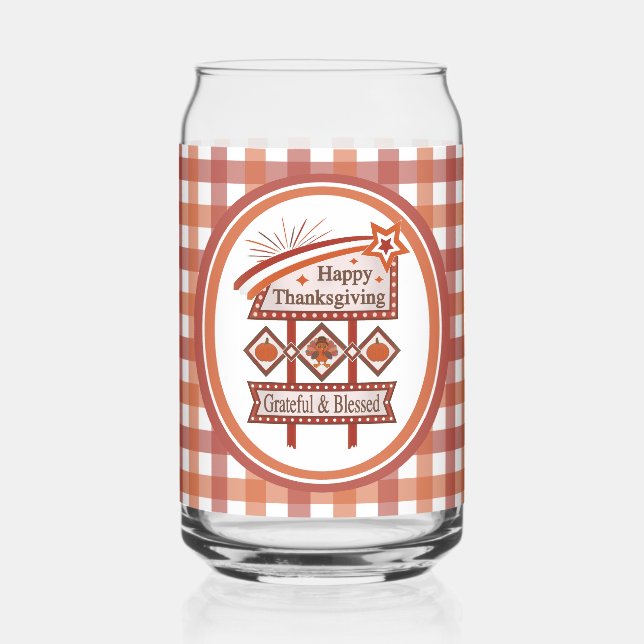 Glückwunsch Danksagend und gesegnet Retro-Zeichen Dosenglas (Vorderseite)