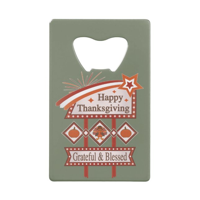 Glückwunsch Danksagend und gesegnet Retro-Zeichen Geldbeutel Flaschenöffner (Vorderseite)