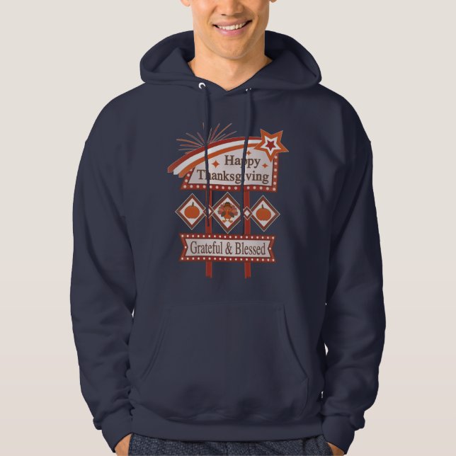 Glückwunsch Danksagend und gesegnet Retro-Zeichen Hoodie (Vorderseite)
