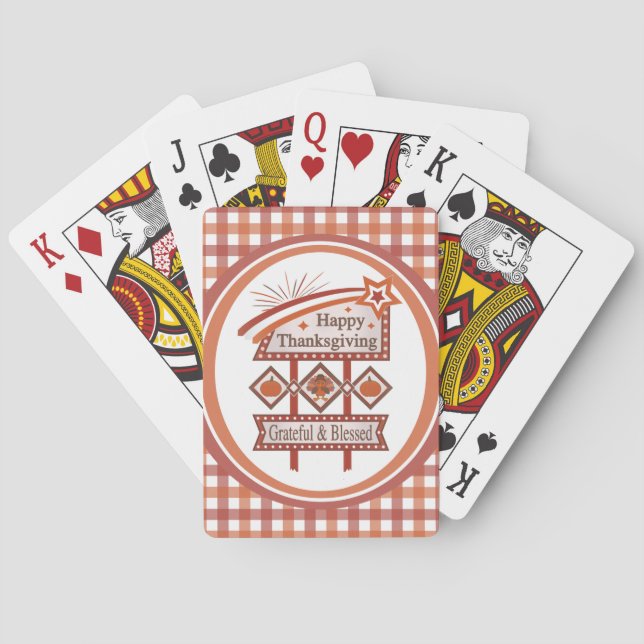 Glückwunsch Danksagend und gesegnet Retro-Zeichen Spielkarten (Rückseite)