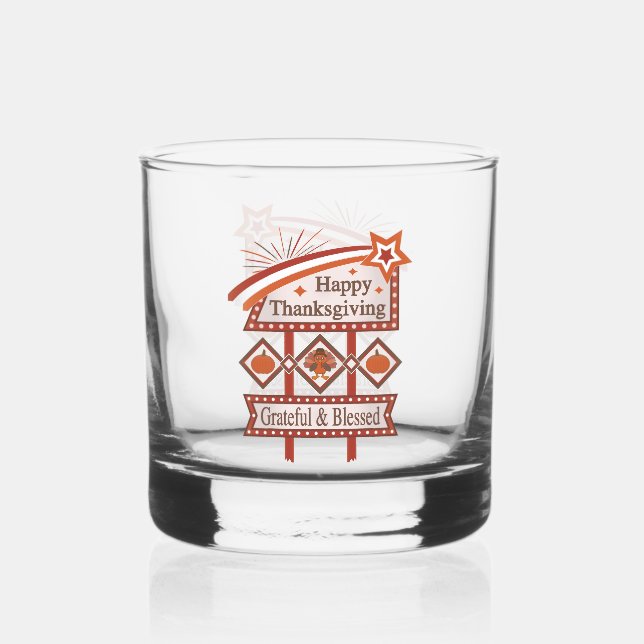 Glückwunsch Danksagend und gesegnet Retro-Zeichen Whiskyglas (Vorderseite)