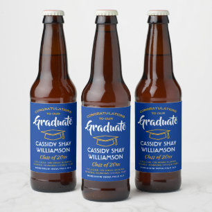 Glückwunsch der Graduierungspartei Royal Blue Gold Bierflaschenetikett