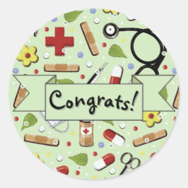 Glückwunsch der Krankenpflege Abschluss Classic Ru Runder Aufkleber