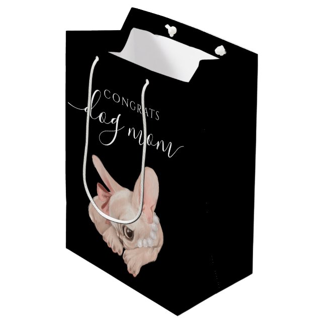 Glückwunsch Dog Mama Geschenktasche Mittlere Geschenktüte (Vorderseite Schrägansicht)