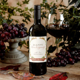 Glückwunsch Erntedankfest Autumn Wassercolor Boho  Weinetikett