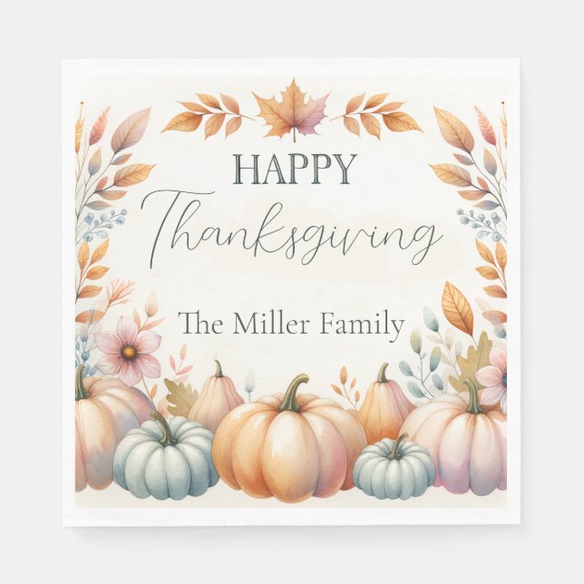 Glückwunsch Erntedankpastel Pumpkins, Personalisie Serviette (Vorderseite)