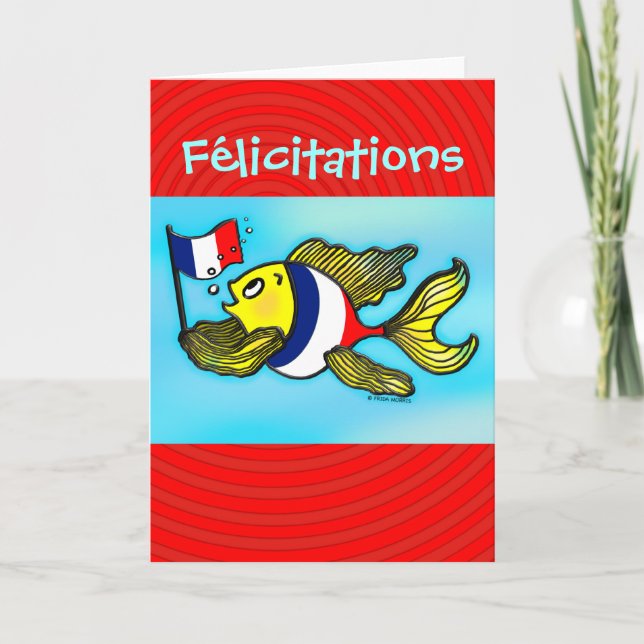 GLÜCKWUNSCH French Flag Fish funny greeting card Karte (Vorderseite)