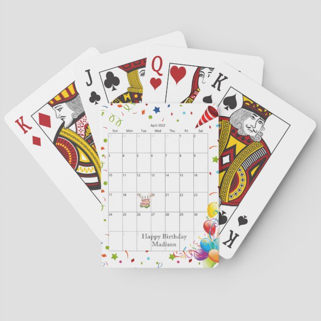 Glückwunsch Geburtstagskalender April 2022 Spielka Spielkarten (Rückseite)