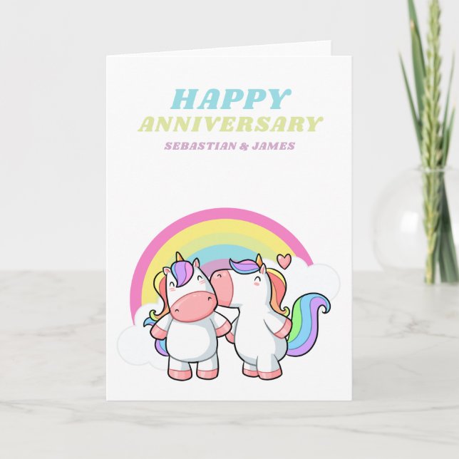 Glückwunsch-glückliches Hochzeitstag-Einhorn Karte (Vorderseite)
