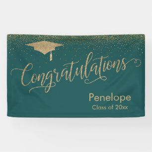 Glückwunsch Gold Confetti Abschluss Aquamarin Banner