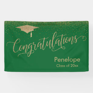 Glückwunsch Gold Confetti Abschluss Green Banner
