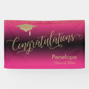 Glückwunsch Gold Confetti Abschluss Hot Pink Banner