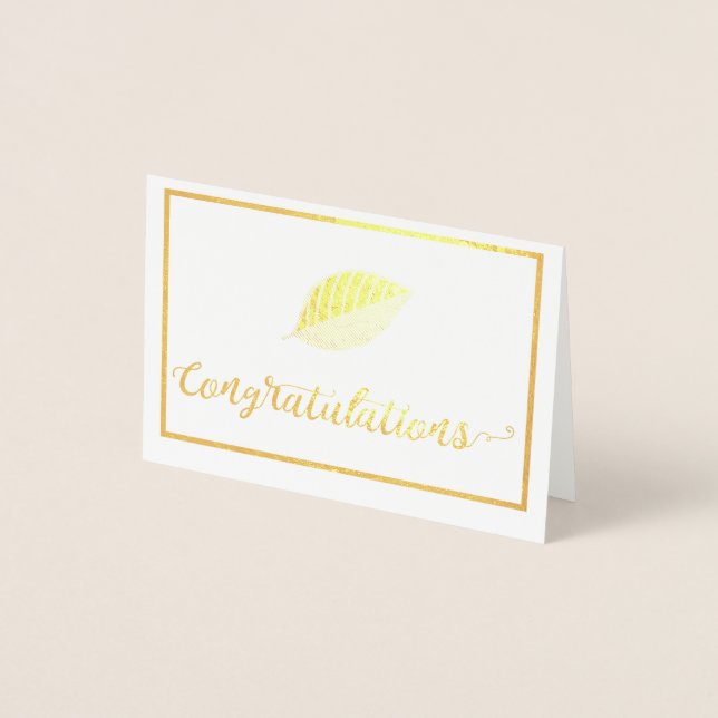 Glückwunsch Gold Leaf Abschluss Graduate Chic Folienkarte (Vorderseite)