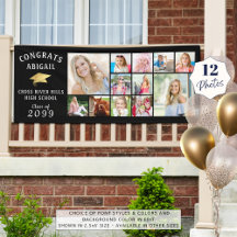 GLÜCKWUNSCH GRAD 12 Foto Collage Gold Cap Banner