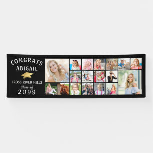 GLÜCKWUNSCH GRAD 18 Foto Collage Gold Cap Banner