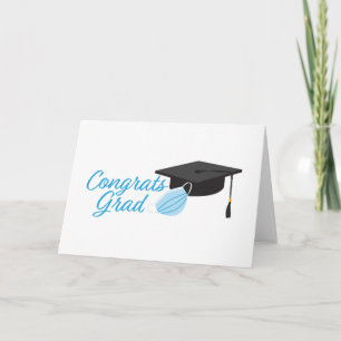 Glückwunsch Grad 2020, Graduationskappe und Gesich Karte