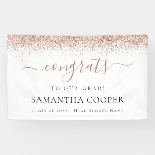 Glückwunsch Grad 2024 Rose Gold Glitzer Abschluss Banner