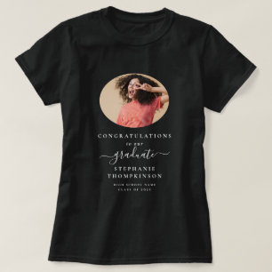 Glückwunsch Grad 2025 Foto Weißer Text Abschluss T-Shirt