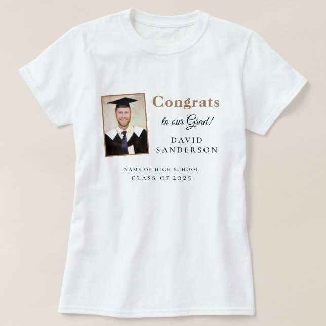 Glückwunsch Grad 2025 Name Foto Abschluss T-Shirt (Design vorne)